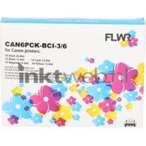 FLWR - Inktcartridge / BCI-6 / Multipack Zwart & Kleur - Geschikt voor Canon