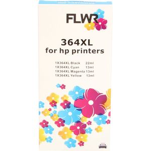 FLWR - Inktcartridge / 364XL / 4-pack Zwart en Kleur - Geschikt voor HP