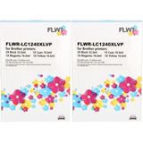 FLWR LC-1240XL Multipack (2 sets) zwart en kleur - geschikt voor Brother