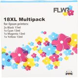 FLWR - Inktcartridge / 18XL / 5-pack Zwart en Kleur - Geschikt Voor Epson