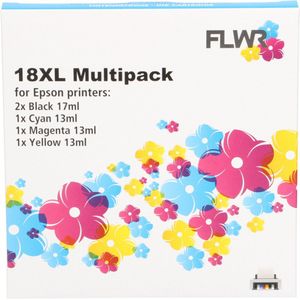 FLWR - Inktcartridge / 18XL / 5-pack Zwart en Kleur - Geschikt Voor Epson