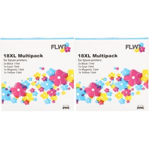 FLWR Epson (2X) 18XL Multipack zwart en kleur (FLWR-T18XL-MPX2) - Inktcartridge - Huismerk (compatible)