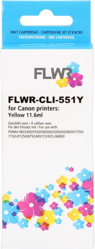 FLWR Canon CLI-551XL geel (FLWR-CLI-551Y) - Inktcartridge - Huismerk (compatible)