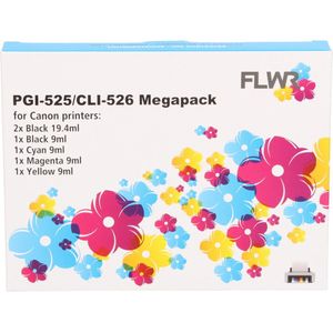 FLWR - Canon PGI-525 / CLI-526 - Inktcartridge - Huismerk - 6 Cartridges