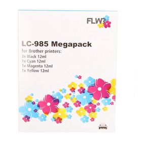 FLWR - Inktcartridge / LC-985 / 6-Pack Zwart en Kleur - Geschikt voor Brother