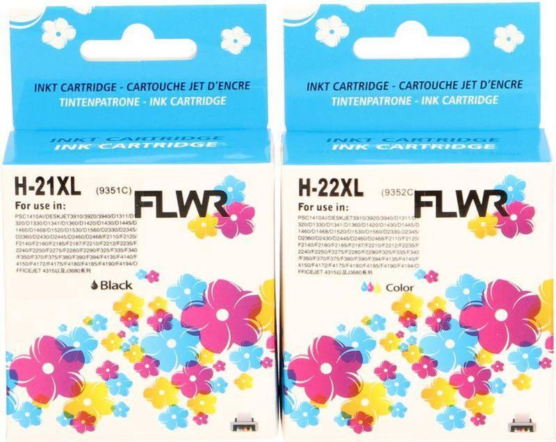 FLWR - HP 21XL en 22XL Multipack - Inktcartridge - Zwart en Kleur - Huismerk