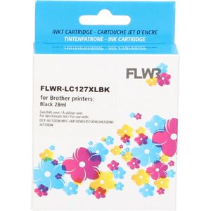 FLWR Brother LC-127XLBK (Opruiming Pixeljet!) zwart (FLWR-LC127XLBK) - Inktcartridge - Compatible XXL