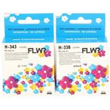 FLWR - Inktcartridges / 338 & 343 / 2-pack Zwart & Kleur - Geschikt Voor HP