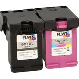 FLWR HP 901XL Multipack zwart en kleur (FLWR-SD519AE) - Inktcartridge - Huismerk (remanufactured)