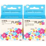 FLWR - HP 901XL Multipack - Inktcartridge - Zwart en Kleur - Huismerk