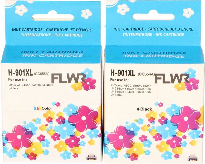 FLWR - HP 901XL Multipack - Inktcartridge - Zwart en Kleur - Huismerk