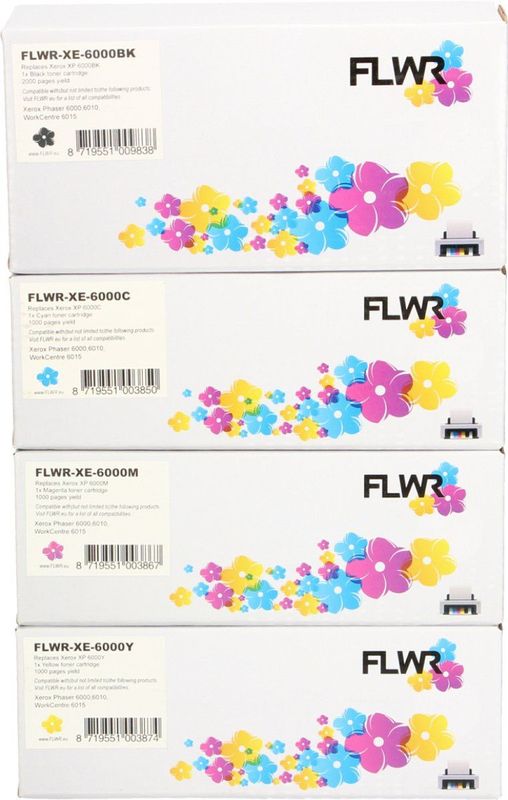 FLWR - FLWR-MP-6010 - Toners - Zwart en Kleur - Compatibel met Xerox Phaser 6000/6010