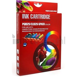 FLWR PGI-525 CLI-526 10-Pack Zwart en Kleur - Geschikt voor Canon