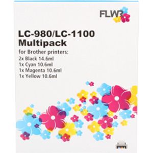 FLWR LC-1100 10-Pack / Zwart en Kleur / Cartridge - Geschikt voor Brother