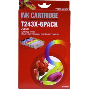 Huismerk - Inktcartridge / T2421 / 2 / 3 / 4 / 5 / 6 12-Pack 12-Pack / Zwart en Kleur - geschikt voor Epson