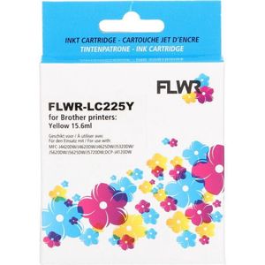 FLWR Brother LC-225XLY geel (FLWR-LC225XLY) - Inktcartridge - Compatible XXL