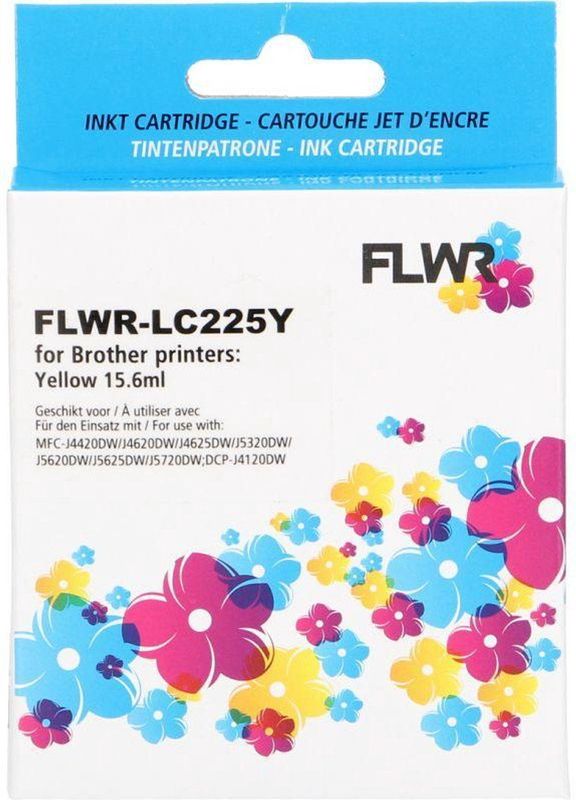 FLWR Brother LC-225XLY geel (FLWR-LC225XLY) - Inktcartridge - Compatible XXL