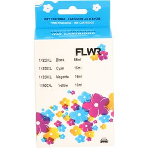 FLWR - Inktcartridge - 920XL - 4-pack Zwart en Kleur - Geschikt voor HP
