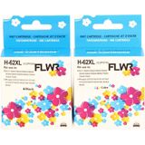 FLWR HP 62XL 2-pack zwart en kleur (FLWR-62XL-2PCK) - Inktcartridge - Huismerk (remanufactured)