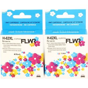 FLWR - HP 62XL - 2-pack - Zwart en Kleur - Inktcartridge - Huismerk