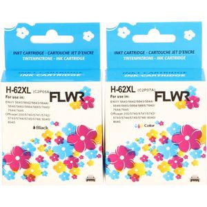 FLWR - Inktcartridges / 62XL / 2-pack Zwart en Kleur - Geschikt voor HP