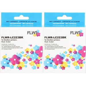 FLWR Brother LC-223BK 2-pack zwart (FLWR-LC223BK2-pack) - Inktcartridge - Huismerk (compatible)