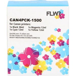 FLWR - PGI-1500XL - Inktcartridges - Zwart, Cyaan, Magenta, Geel