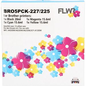 FLWR - Inktcartridge / Brother LC-227/LC-225 / 5-pack Zwart & Kleur