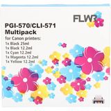 FLWR - CLI-571XL Multipack - Inktcartridges - Zwart en Kleur - Huismerk