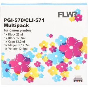 FLWR Canon CLI-571XL Multipack zwart en kleur (FLWR-CLI-571MP) - Inktcartridge - Huismerk (compatible)