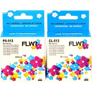 FLWR Canon PG-512 / CL-513 Multipack zwart en kleur (FLWR-PG-512-CL-513-MP) - Inktcartridge - Huismerk (remanufactured)