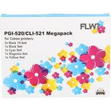 FLWR - Inktcartridge - Canon CLI-521 - 6-pack Zwart en Kleur