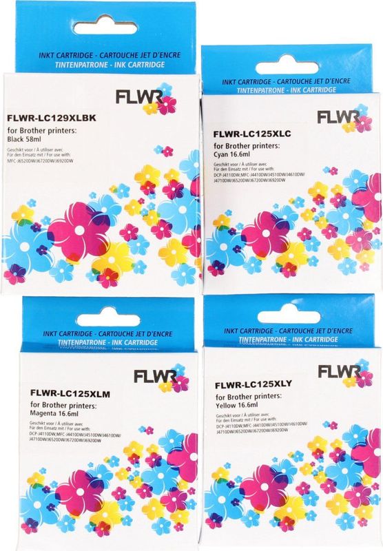 FLWR - LC-129XL Multipack - Inktcartridge - Zwart en Kleur - Huismerk
