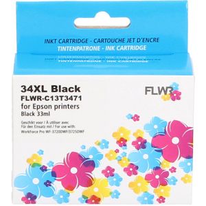 FLWR Epson 34XL zwart (FLWR-C13T3471) - Inktcartridge - Huismerk (compatible)