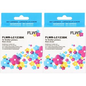 FLWR Brother LC-123 2-pack zwart (FLWR-LC123BKBP2) - Inktcartridge - Huismerk (compatible)