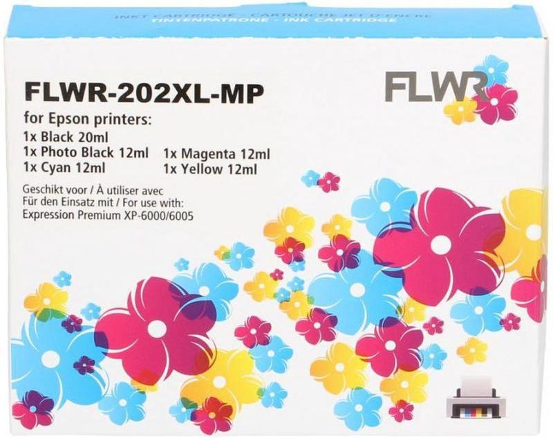 FLWR - Inktcartridge / 202XL / 5-pack Zwart en Kleur - Geschikt Voor Epson