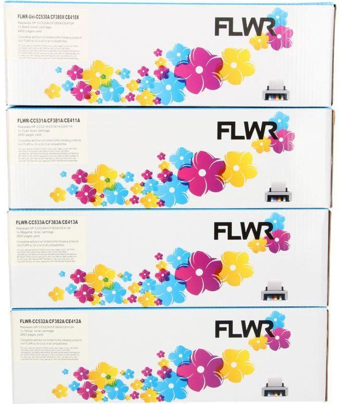 FLWR - Toner / 305A / 4-pack Zwart en Kleur - Geschikt voor HP