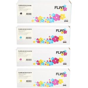 FLWR - Toner / C301/C321 4-pack / Zwart & Kleur - Geschikt voor Oki