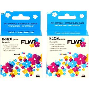 FLWR - Inktcartridge / 302XL / Zwart & Kleur 2-pack - Geschikt voor HP