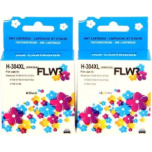 FLWR - Inktcartridge / 304XL / 2-pack Zwart en Kleur - Geschikt voor HP
