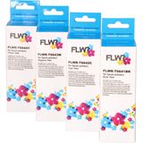 FLWR - T664 Multipack - Inktcartridge - Zwart en Kleur - 4 Cartridges - 70 ml
