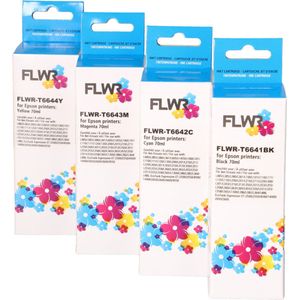 FLWR - T664 Multipack - Inktcartridge - Zwart en Kleur - 4 Cartridges - 70 ml