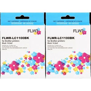 FLWR - LC-1100BK - Inktcartridge - Zwart - 2-pack