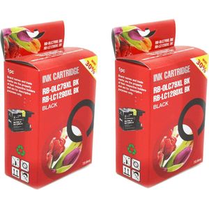 FLWR - Inktcartridge / LC-1280XL / 2-pack Zwart - Geschikt voor Brother