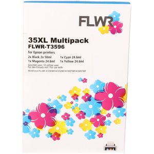 FLWR Epson 35XL Multipack zwart en kleur (FLWR-T3596) - Inktcartridge - Huismerk (compatible)
