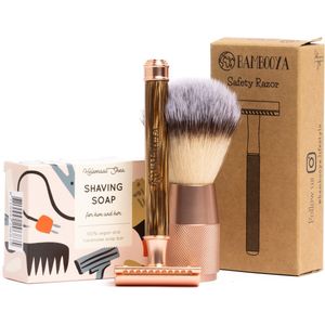 Bambooya Safety Razor Starters kit - Voor vrouwen - Vegan Scheerkwast + Scheerzeep