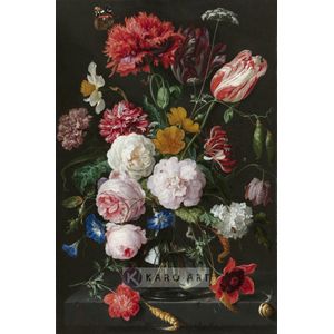 Afbeelding op acrylglas - Stilleven met bloemen in een glazen vaas, Jan Davidsz de Heem , Multikleur , Premium print