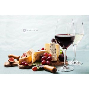 Afbeelding op acrylglas - Wijn en kaas, het goede leven