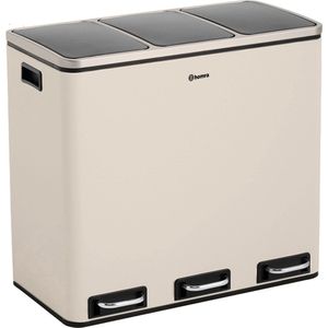 Homra SPARQ Pedaalemmer 3 vakken - 3 x 18 L inhoud - 54 Liter - Wit - RVS - Trio Afvalscheiding prullenbak \ - 3-vaks Recycle Afvalemmer - Hygiënisch Afval Scheiden - Witte Keuken Vuilbak - Kantoor Prullenbak - Pedaal - Afvalscheidingsprullenbak