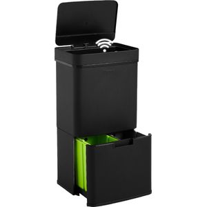Homra Nexo - Prullenbak - Zwart - Afvalscheiding 72 Liter - 3 Vakken - Automatische Soft Close Deksel